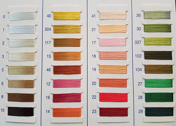 Carta de colores disponibles en rayón galón 8215